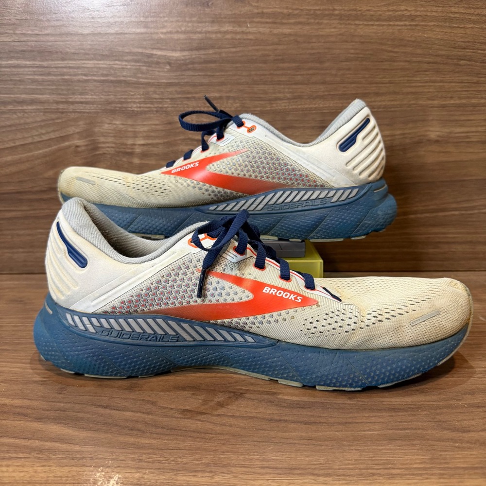 Brooks Adrenaline GTS 22 Running Shoes Mens 12 Cream‎ Blue Stability Trainers